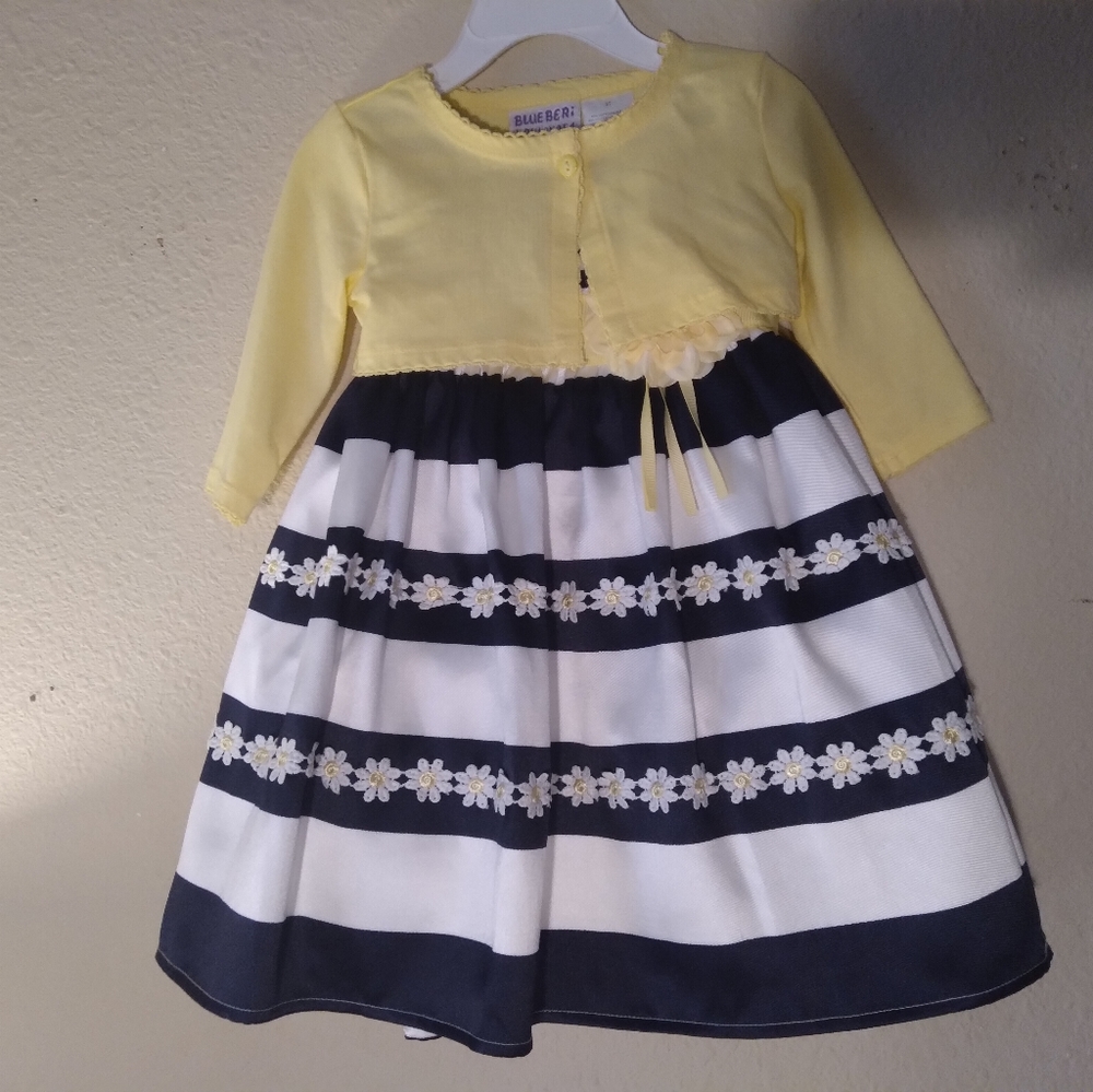 Yellow,Navy and Black dress